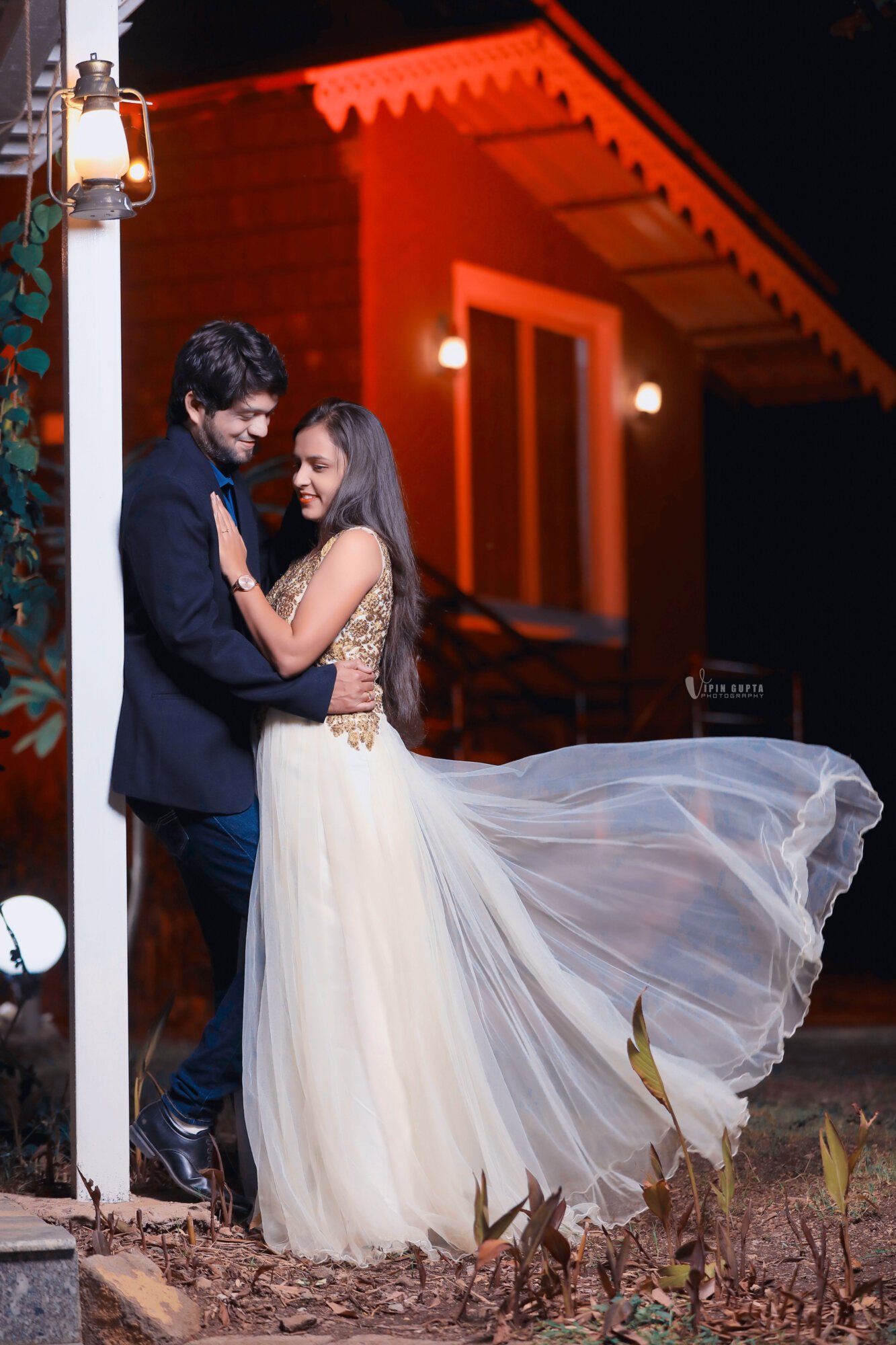 Pre-wedding portrait in evening wear at Mangli Lake Farm