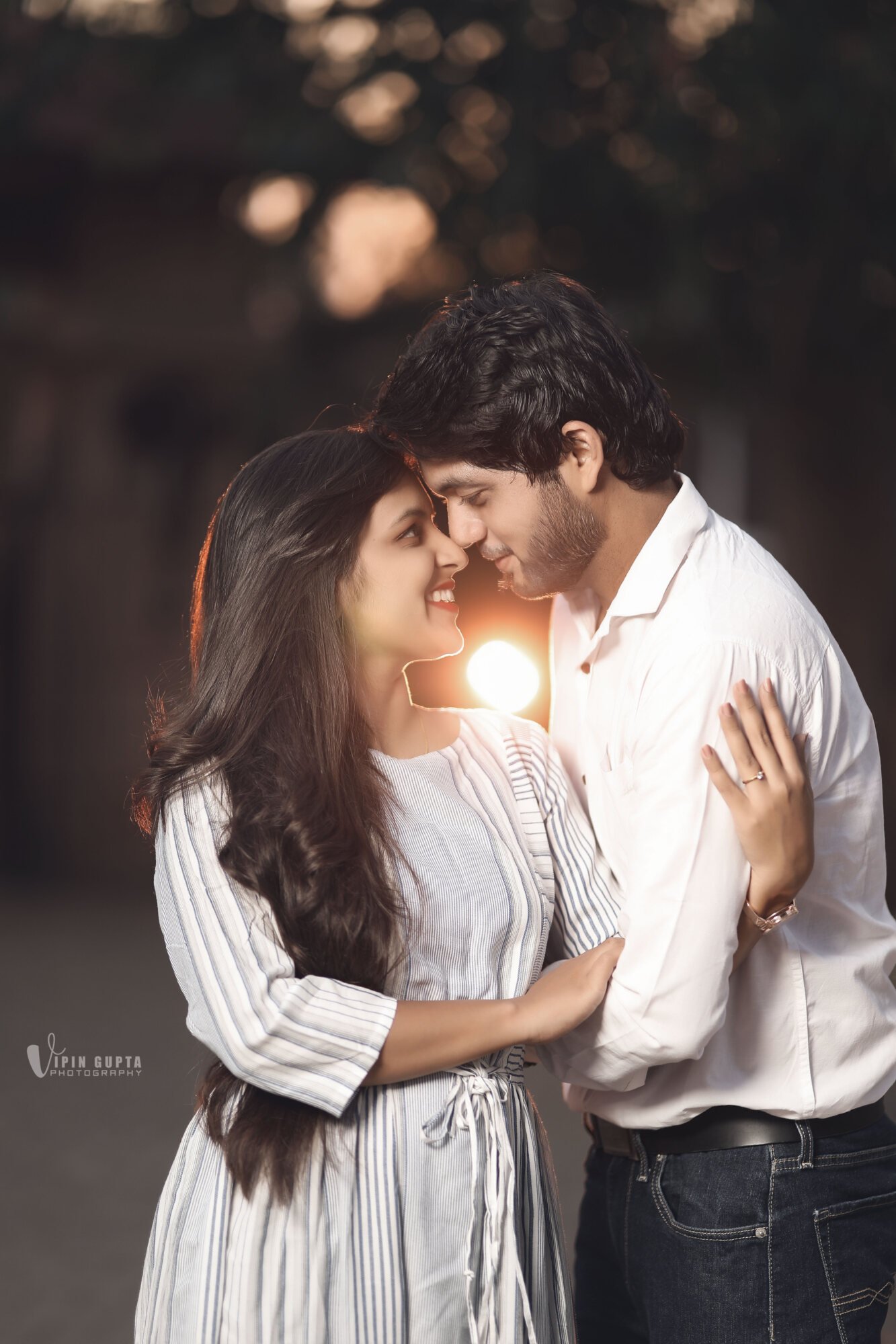 Pre-wedding portrait at golden hour at Mangli Lake Farm