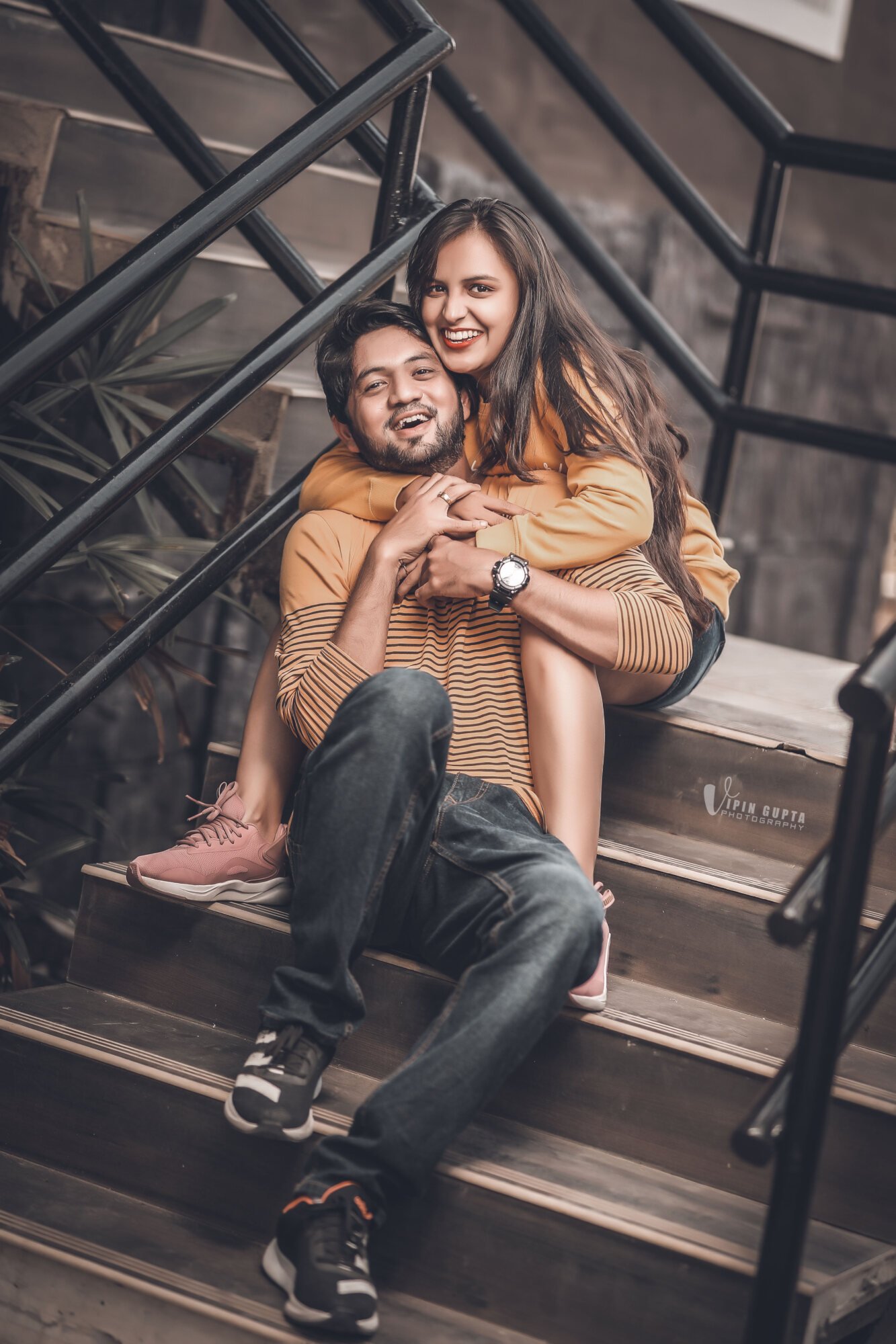 Pre-wedding shoot on the staircase at Mangli Lake Farm